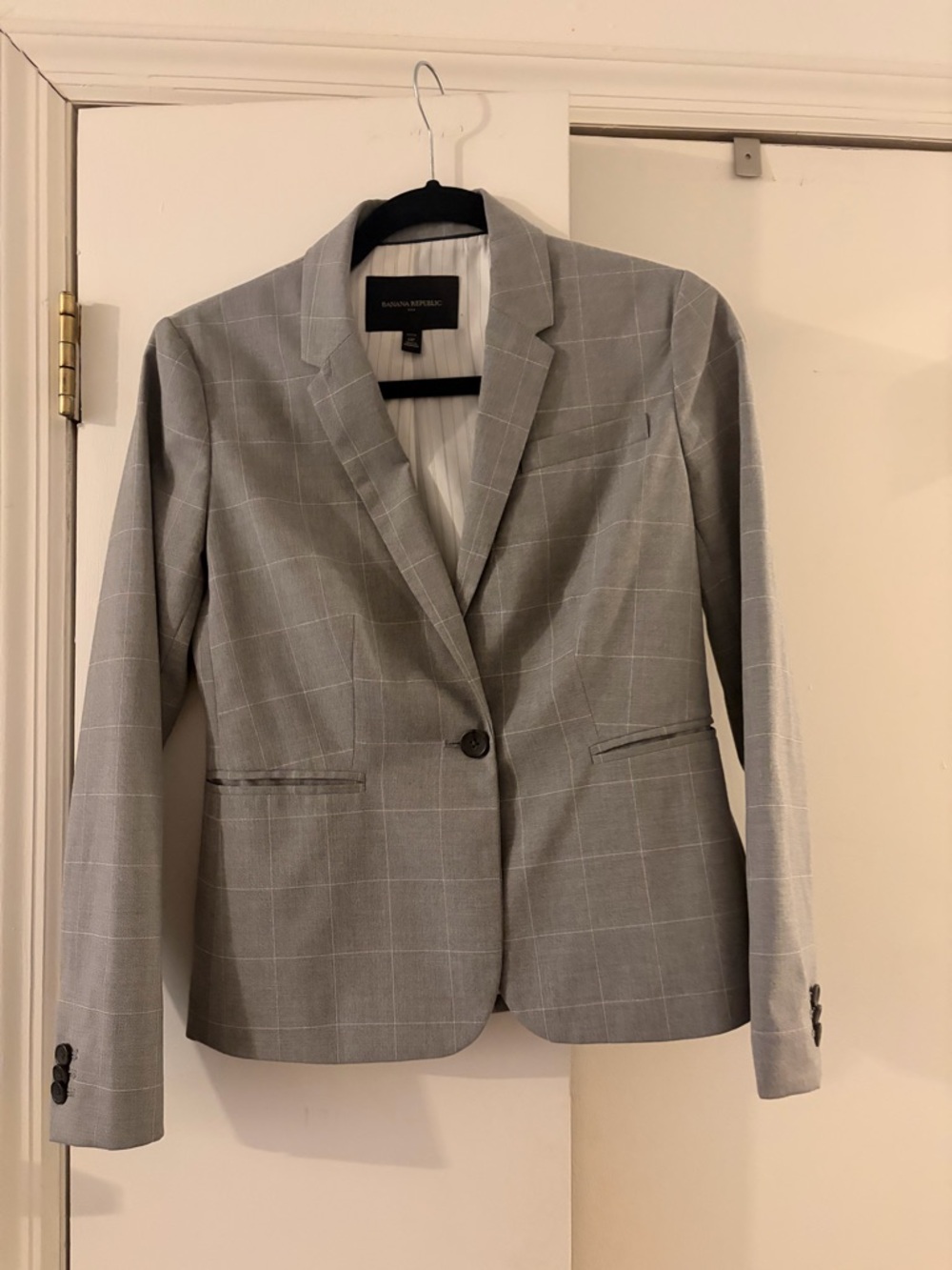 Banana Republic Light Gray Windowpane Blazer